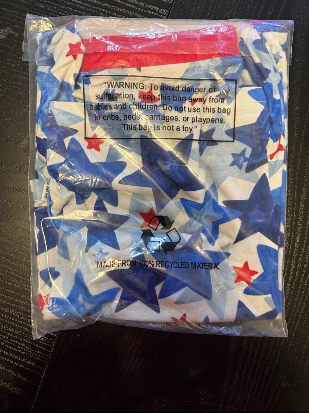 Little Sleepies Star Print Short Sleeve Pajama Top in Blue & Red